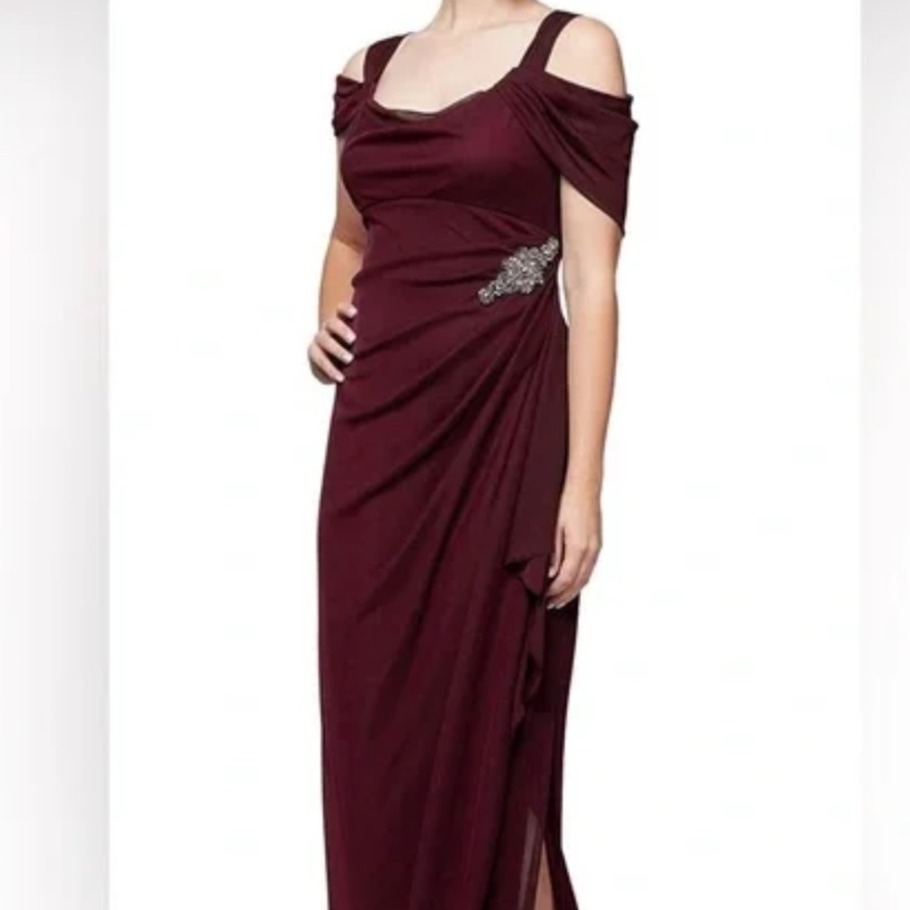 Alex Evenings Embellished Cold Shoulder Column Evening Gown, size 16